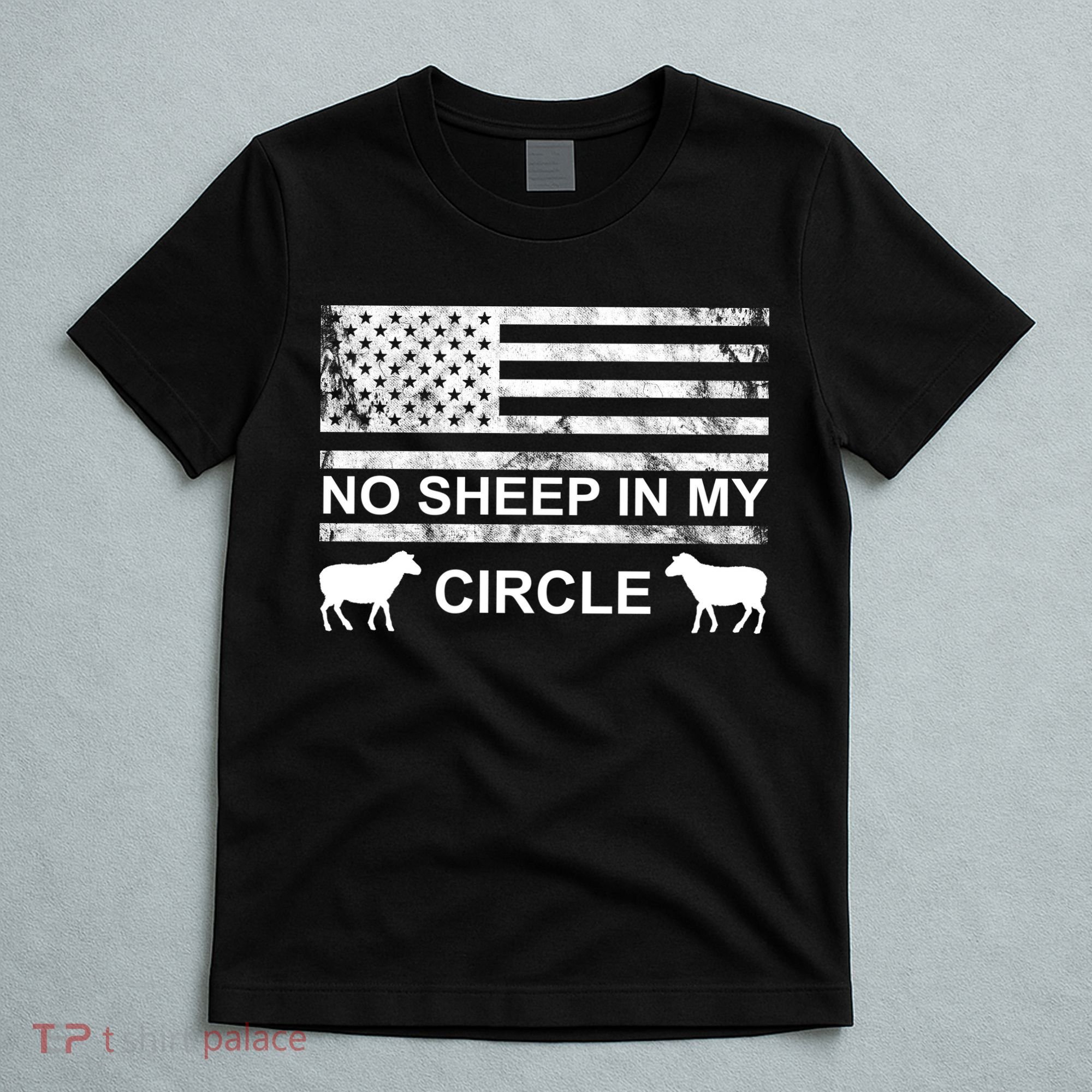 No Sheep In My Circle Vintage American Flag T-Shirt