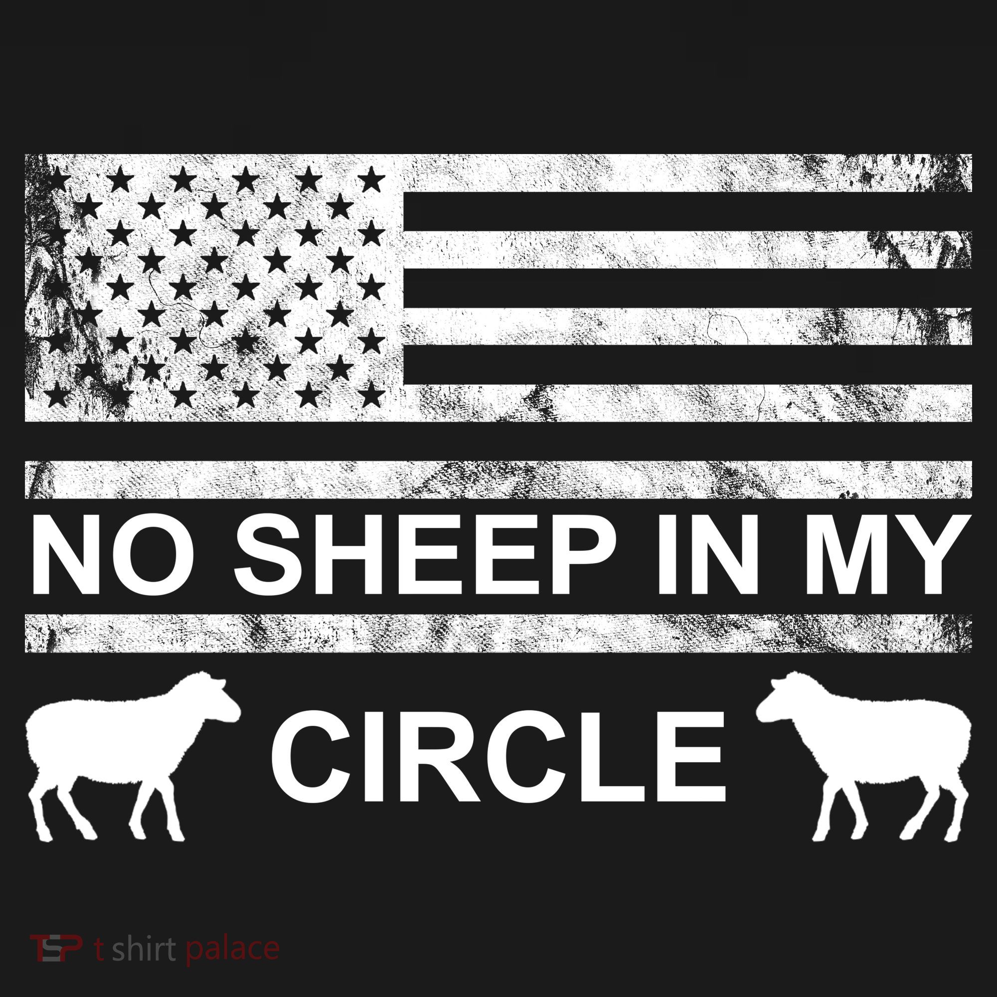 No Sheep In My Circle Vintage American Flag T-Shirt