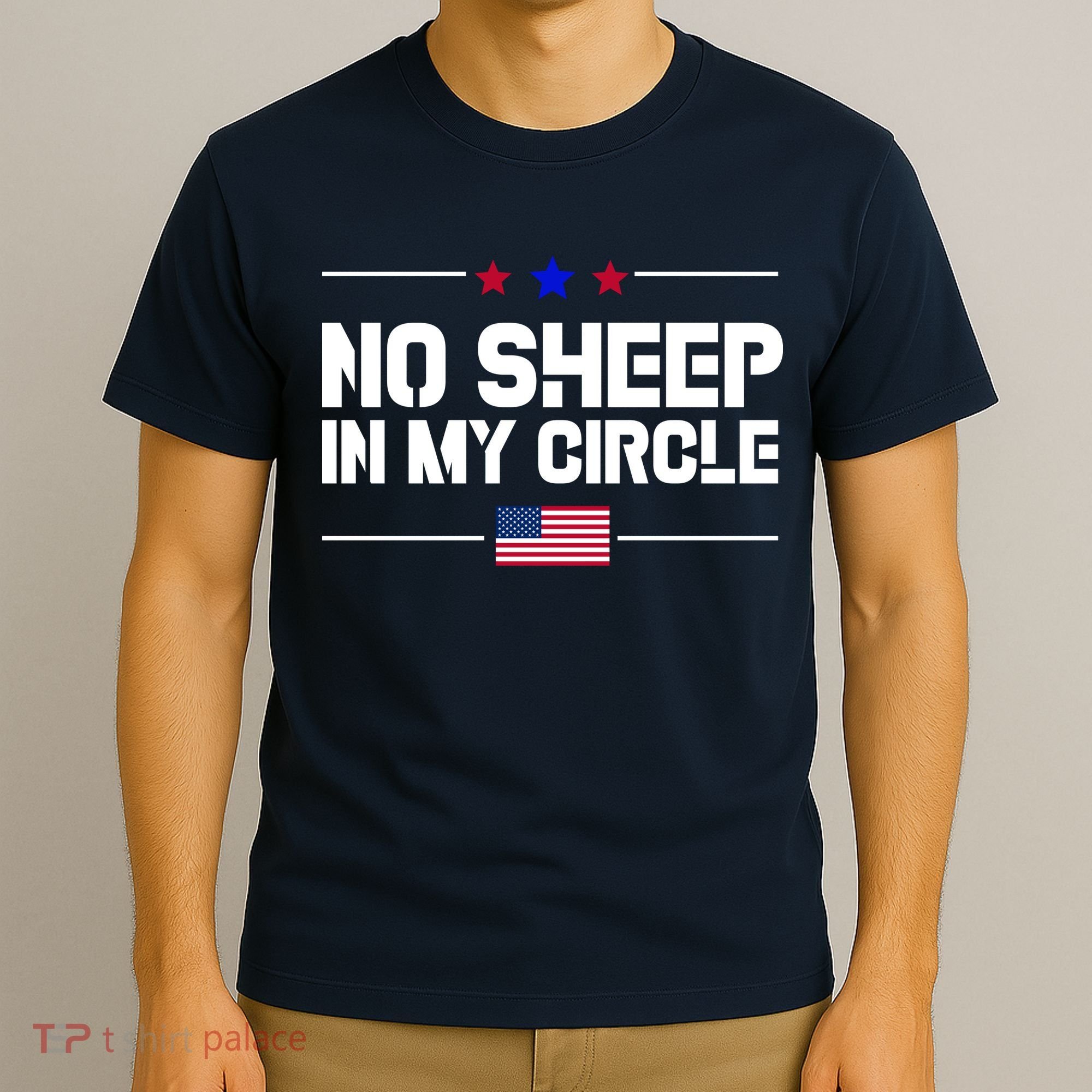 No Sheep In My Circle USA American Flag Logo T-Shirt