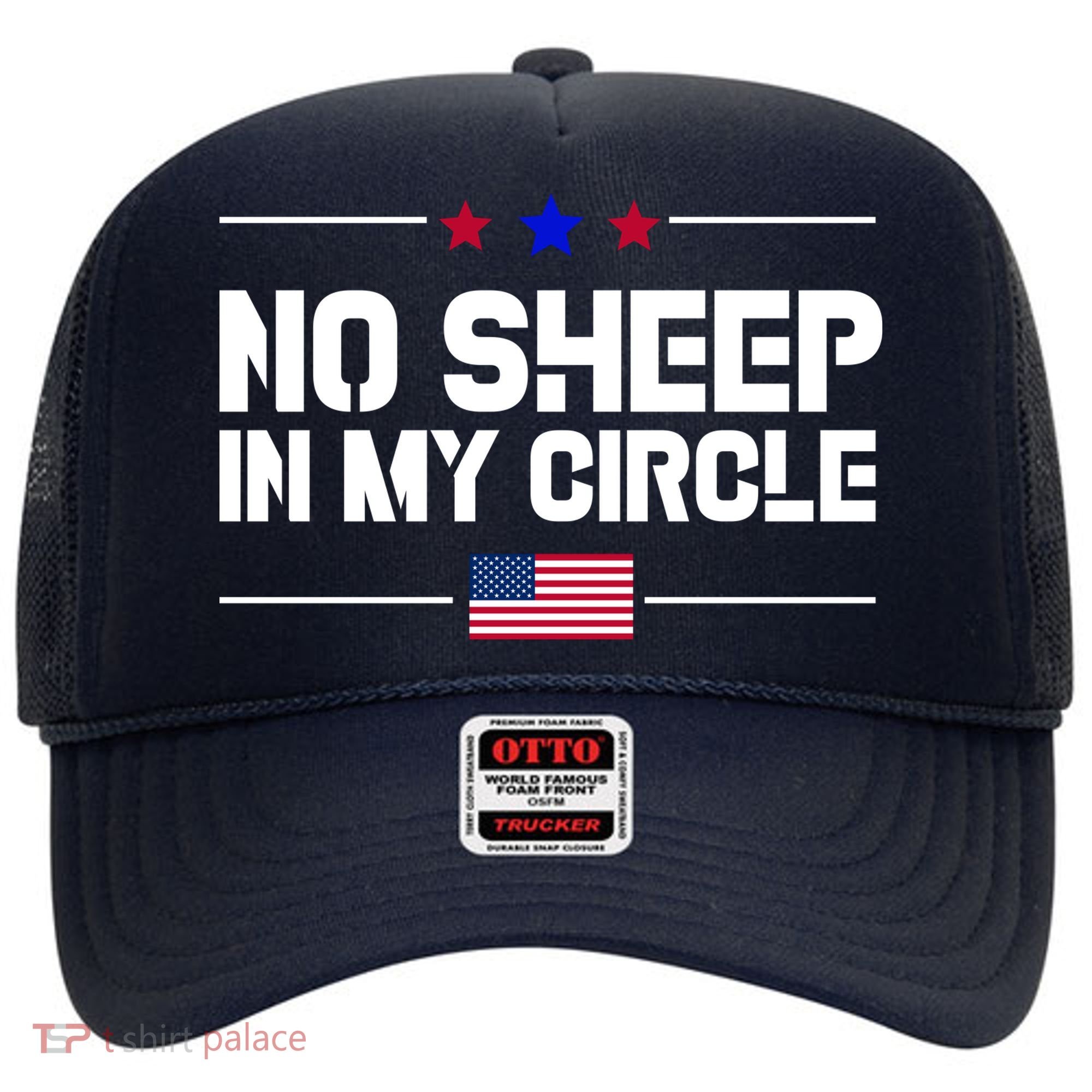 No Sheep In My Circle USA American Flag Logo Hat