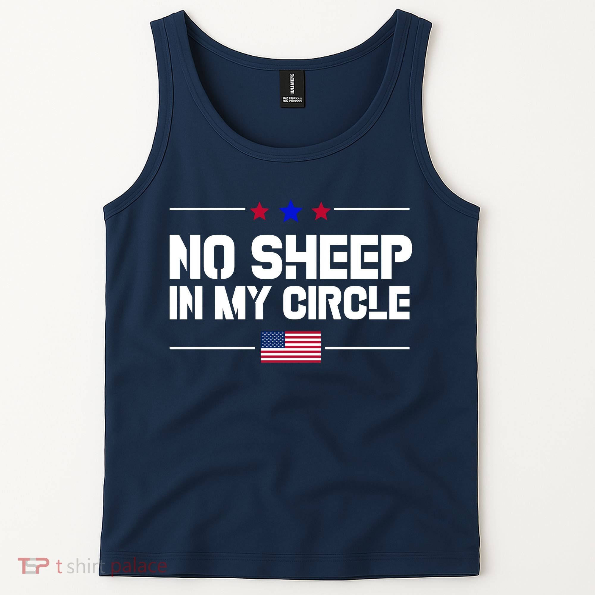 No Sheep In My Circle USA American Flag Logo Tank Top