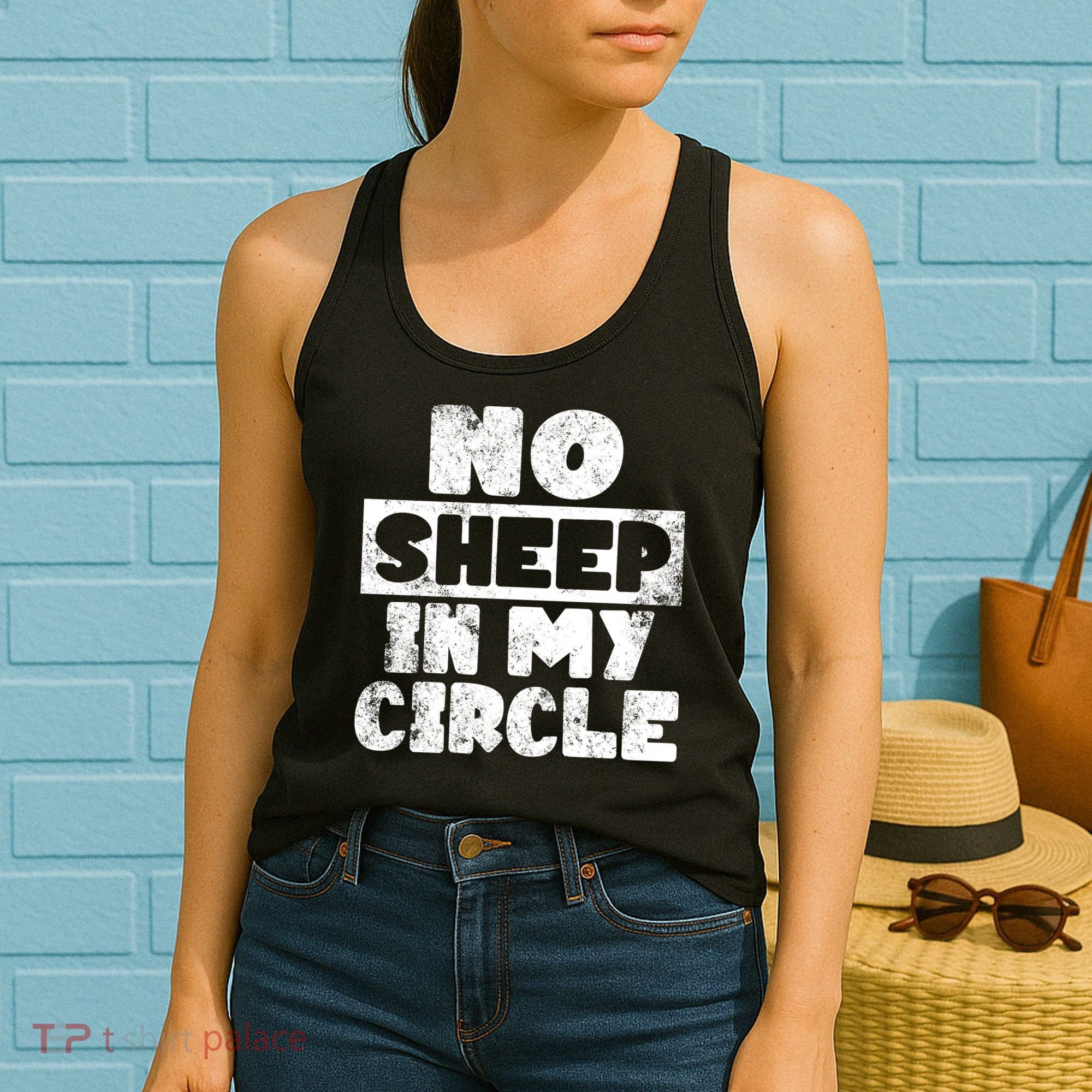 No Sheep In My Circle Distressed Women's Tank Top