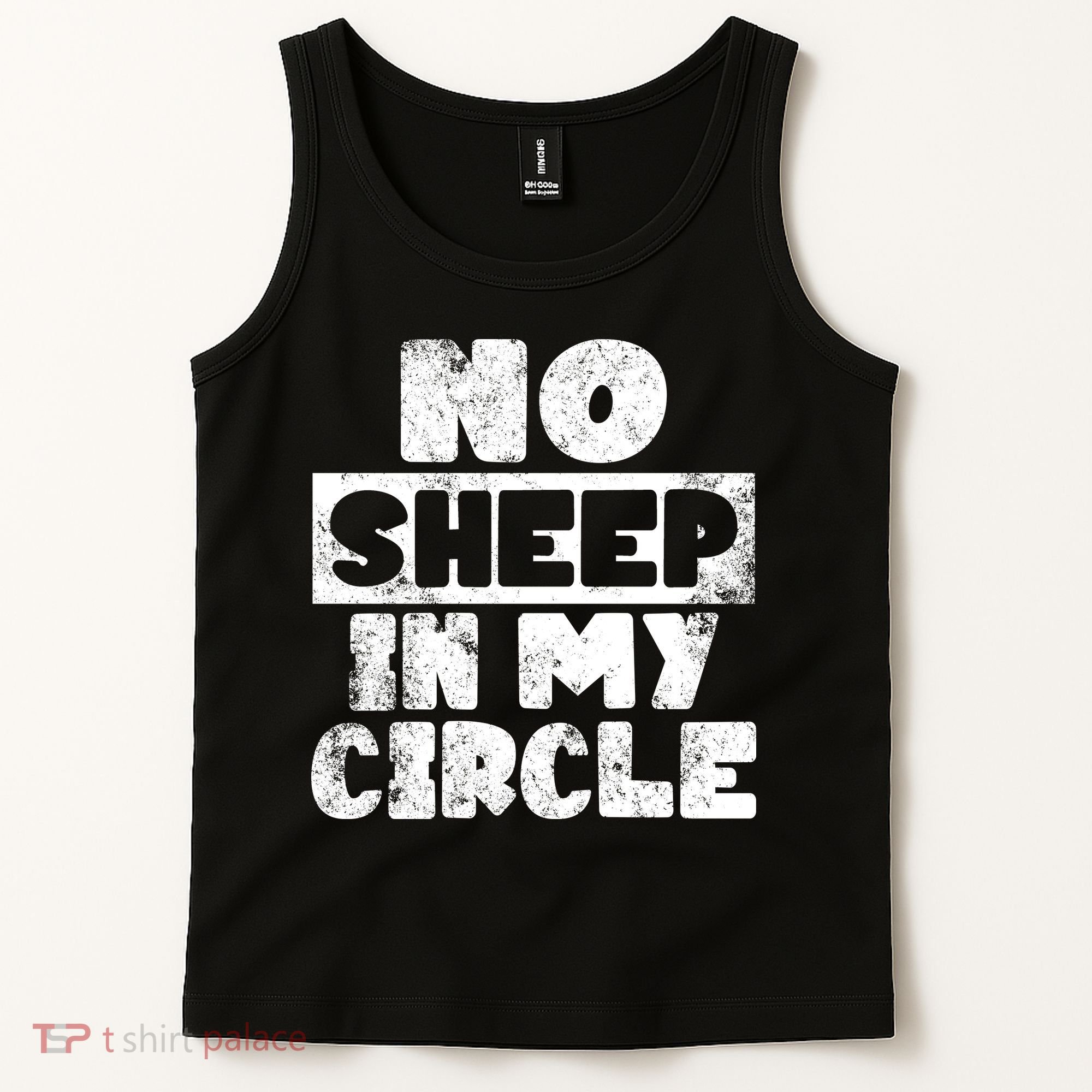 No Sheep In My Circle Distressed Tank Top