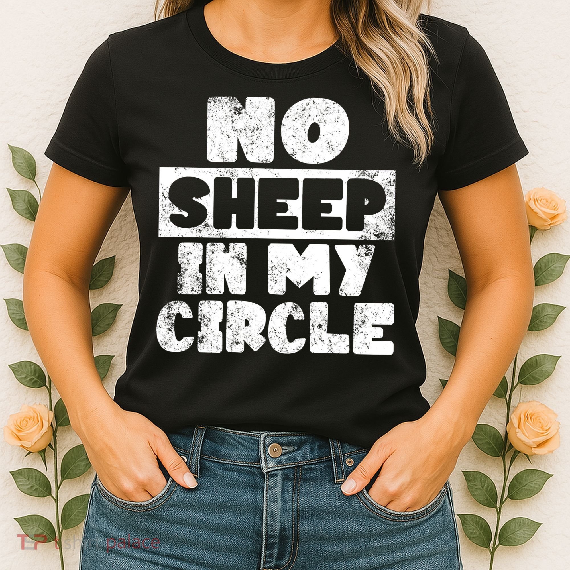 No Sheep In My Circle Distressed Women's T-Shirt