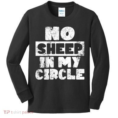 No Sheep In My Circle Distressed Kids Long Sleeve Shirt