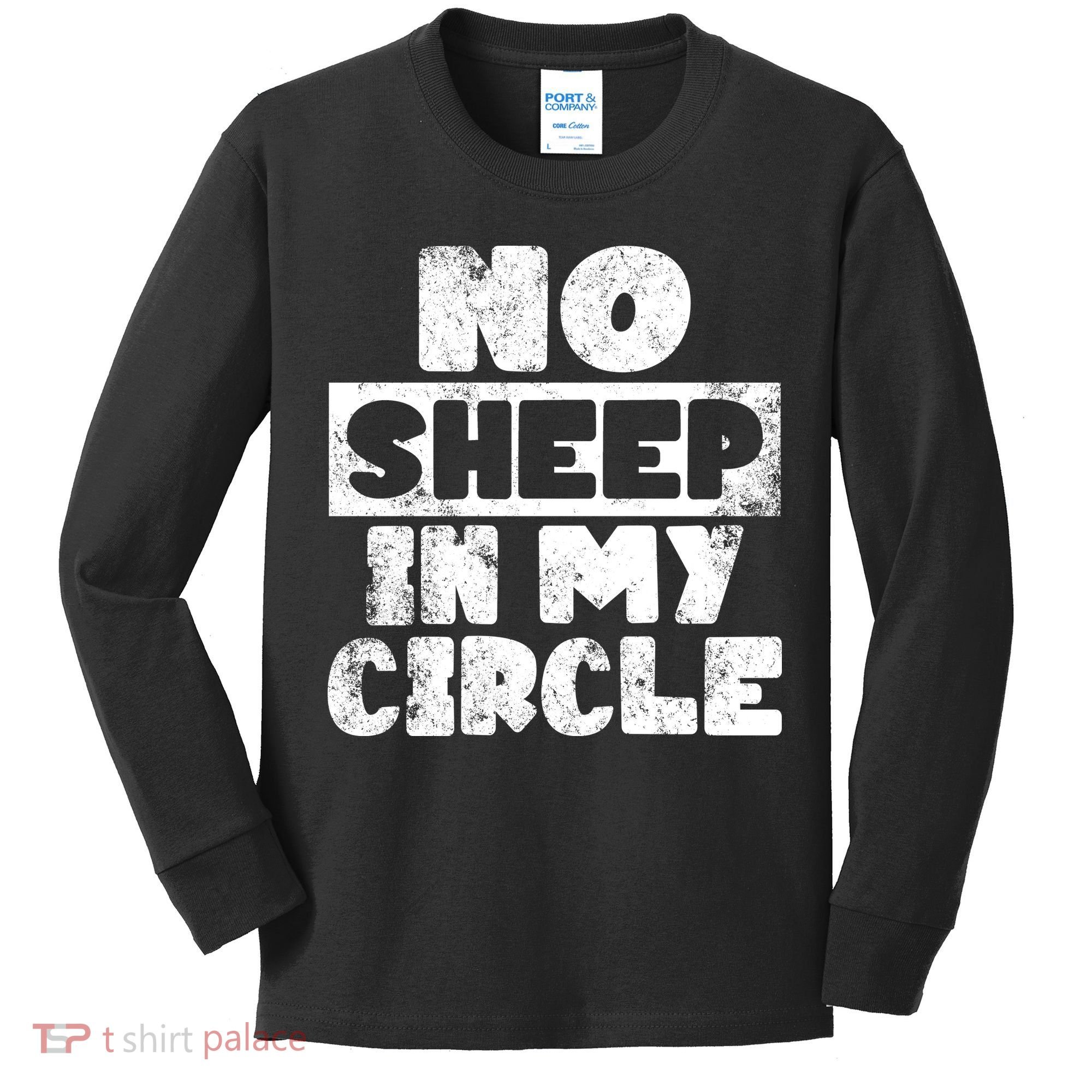 No Sheep In My Circle Distressed Kids Long Sleeve Shirt