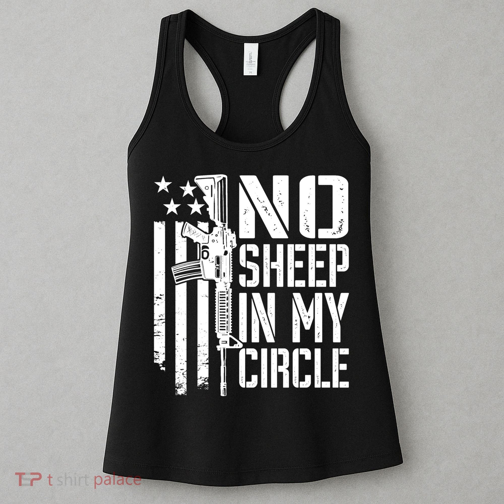 No Sheep In My Circle Gift Funny Camo Pro Gun 2nd Amendment Gift Women's Tank Top