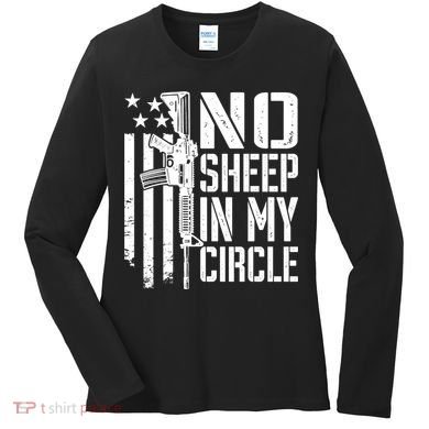 No Sheep In My Circle Gift Funny Camo Pro Gun 2nd Amendment Gift Women's Long Sleeve Shirt