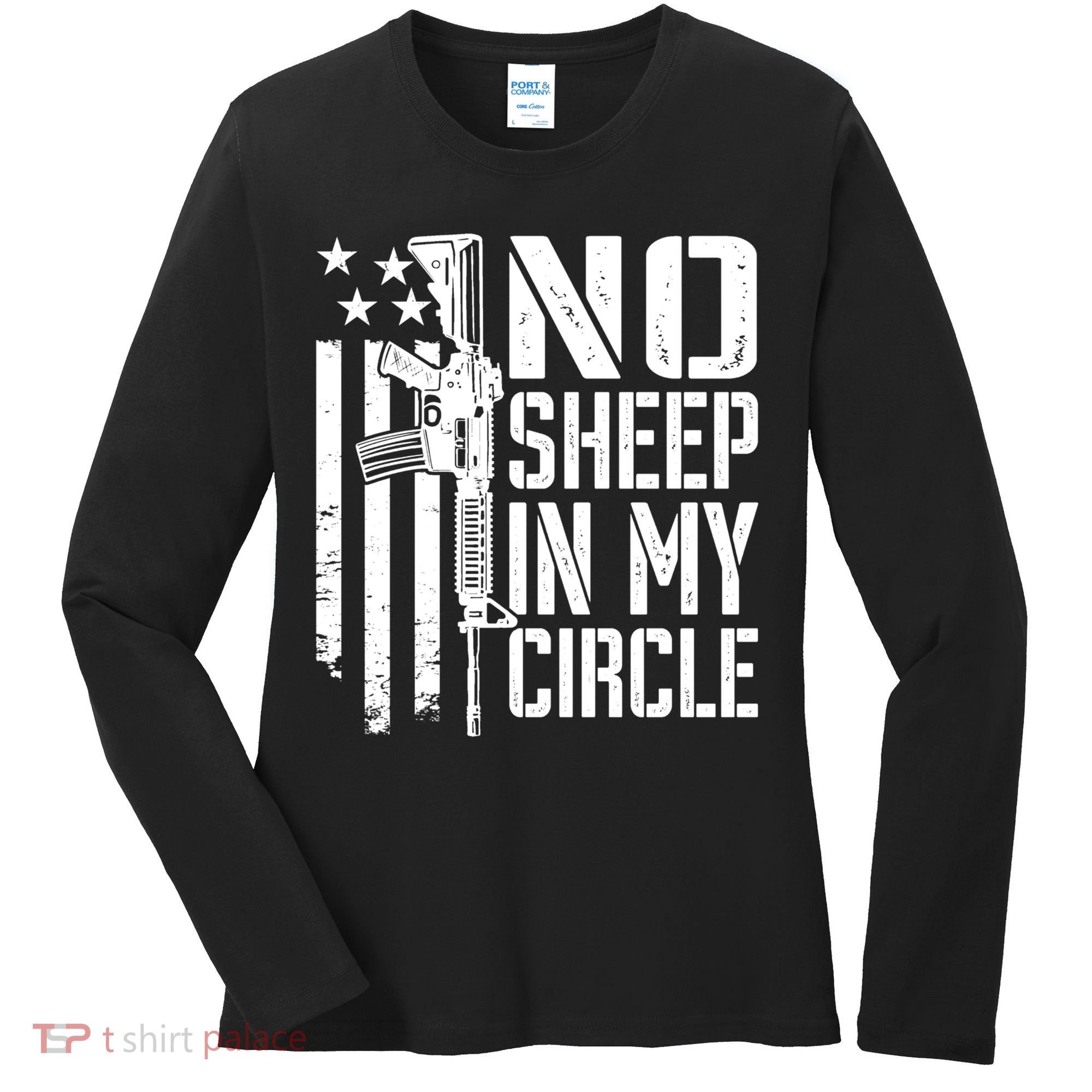 No Sheep In My Circle Gift Funny Camo Pro Gun 2nd Amendment Gift Women's Long Sleeve Shirt