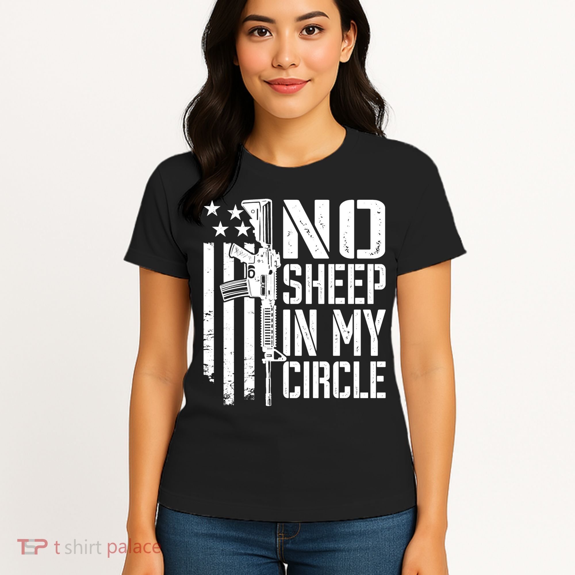 No Sheep In My Circle Gift Funny Camo Pro Gun 2nd Amendment Gift Women's T-Shirt