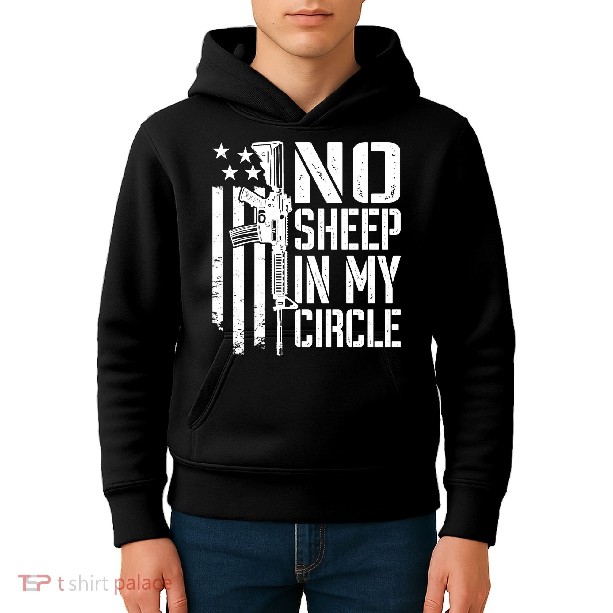 No Sheep In My Circle Gift Funny Camo Pro Gun 2nd Amendment Gift Kids Hoodie