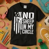 No Sheep In My Circle Gift Funny Camo Pro Gun 2nd Amendment Gift Kids T-Shirt thumb 3
