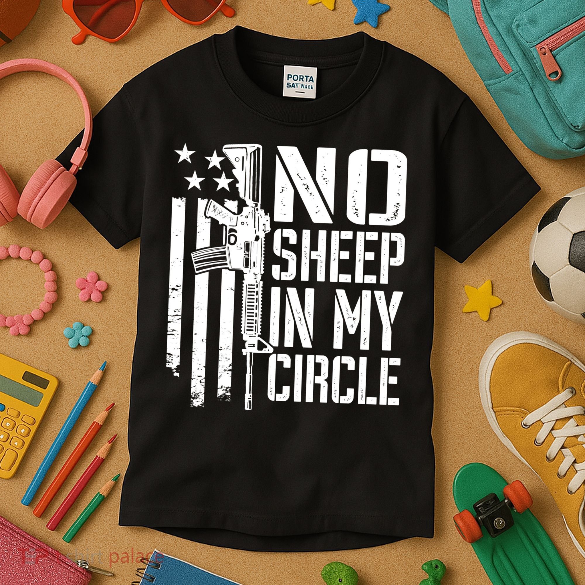No Sheep In My Circle Gift Funny Camo Pro Gun 2nd Amendment Gift Kids T-Shirt