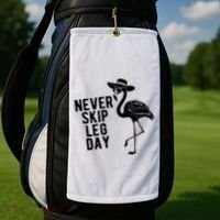 Never Skip Leg Day Flamingo Bird Golf Towel thumb 2