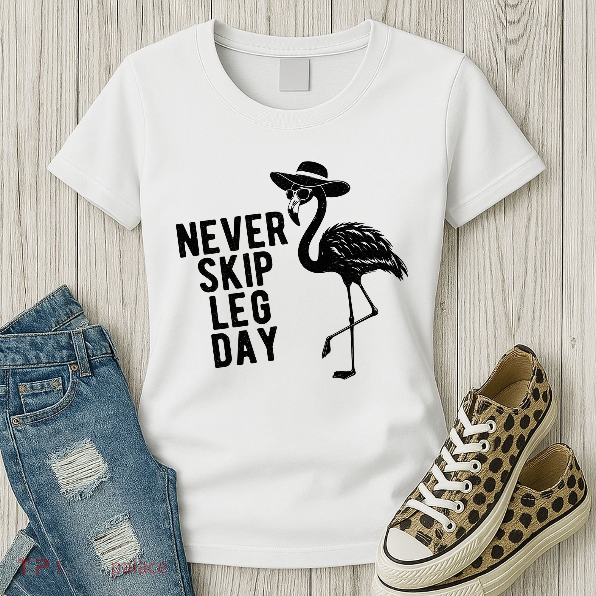 Never Skip Leg Day Flamingo Bird Women's T-Shirt