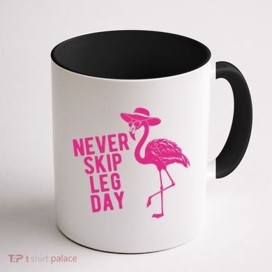 Never Skip Leg Day Flamingo Coffee Mug back