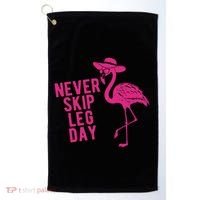 Never Skip Leg Day Flamingo Golf Towel thumb 0
