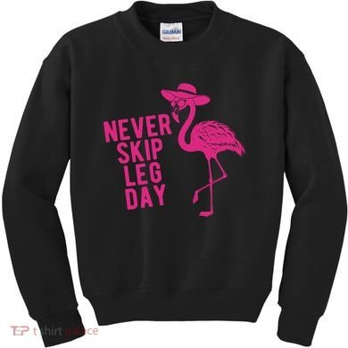 Never Skip Leg Day Flamingo Kids Sweatshirt