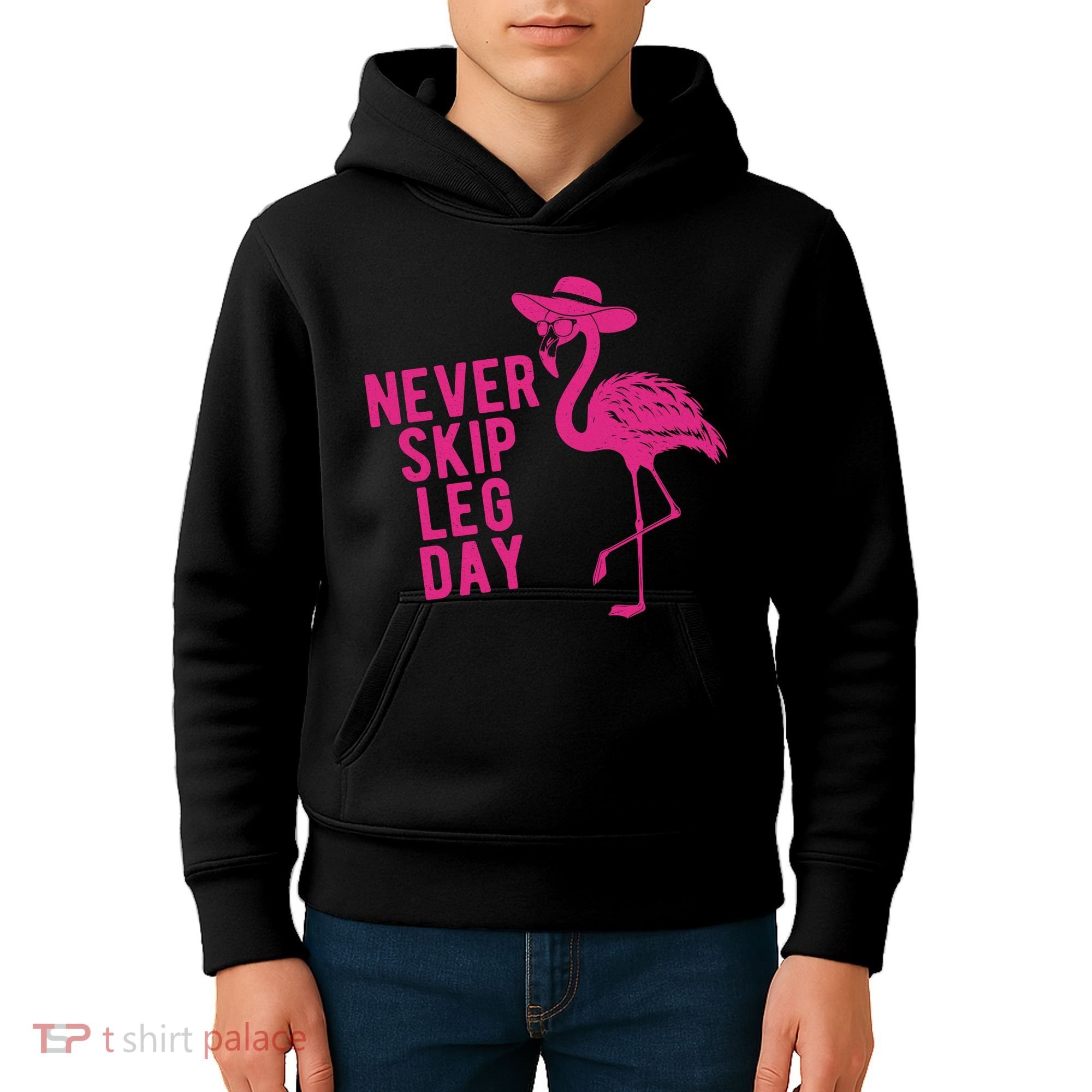 Never Skip Leg Day Flamingo Kids Hoodie