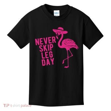 Never Skip Leg Day Flamingo Kids T-Shirt