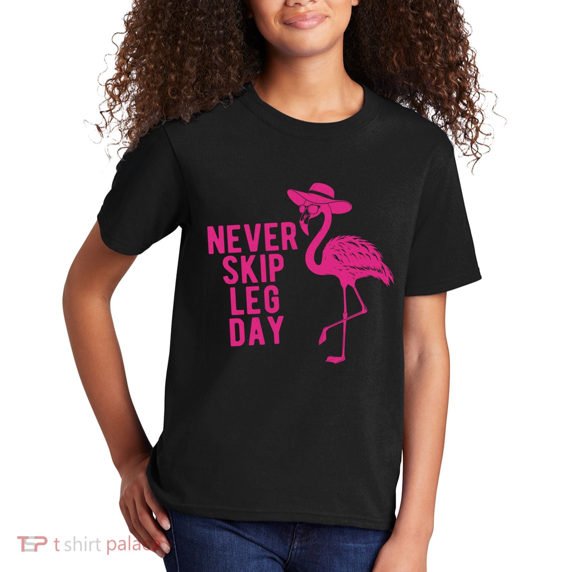 Never Skip Leg Day Flamingo Kids T-Shirt