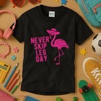 Never Skip Leg Day Flamingo Kids T-Shirt thumb 3