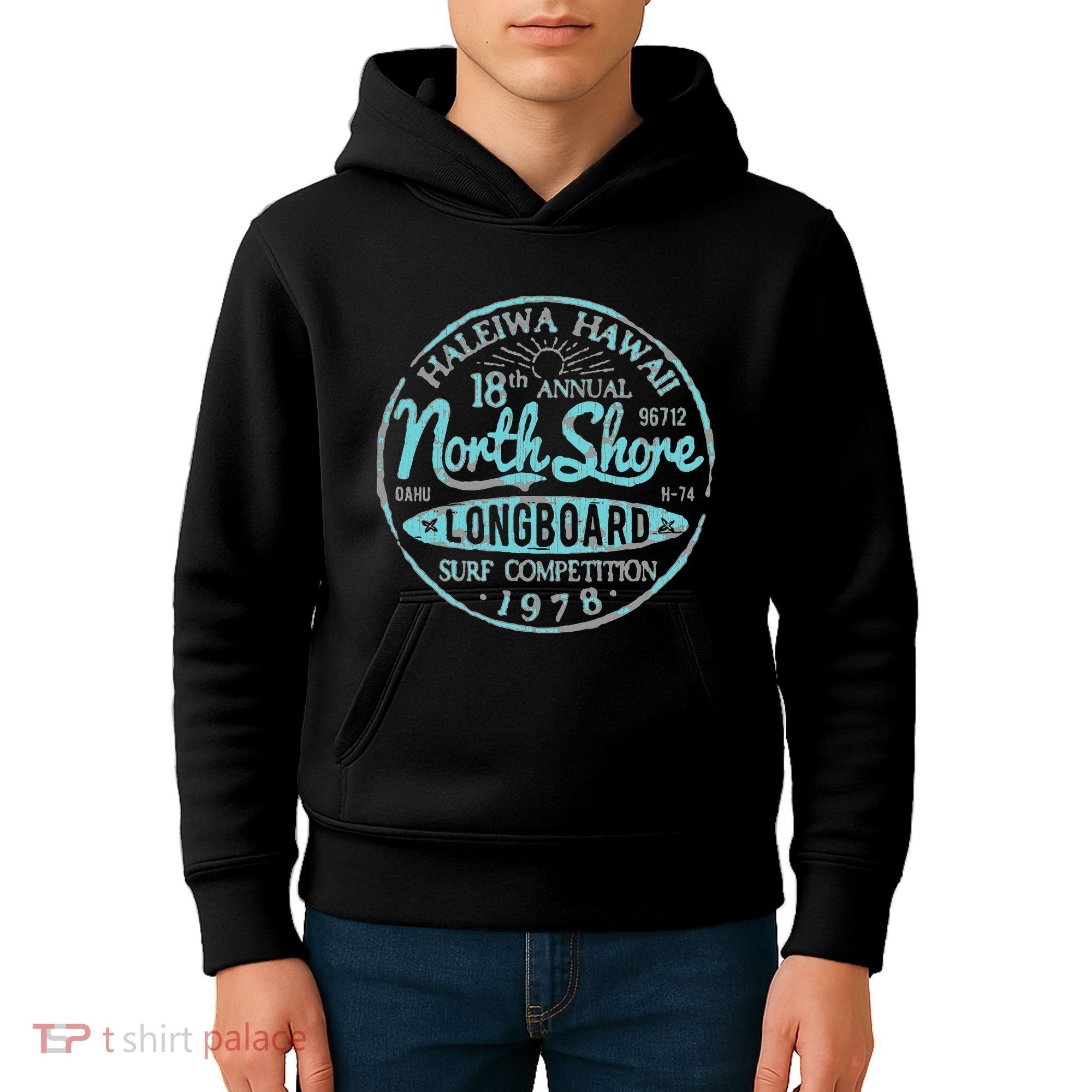 North Shore Long Board Surf Kids Hoodie