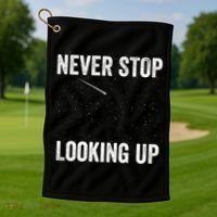 Never Stop Looking Up Stargazing Astronomy Space Constellation Amateur Astronomy Golf Towel thumb 1