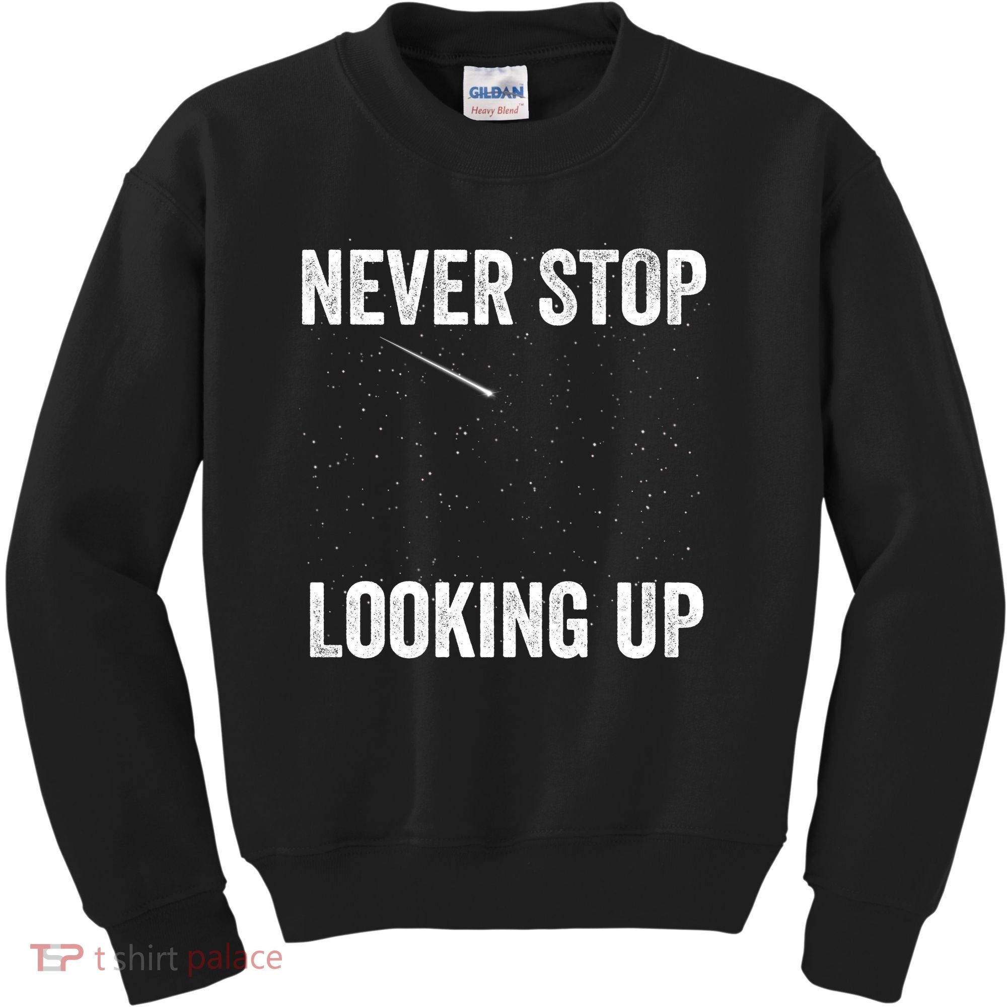 Never Stop Looking Up Stargazing Astronomy Space Constellation Amateur Astronomy Kids Sweatshirt