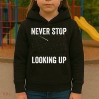 Never Stop Looking Up Stargazing Astronomy Space Constellation Amateur Astronomy Kids Hoodie thumb 3
