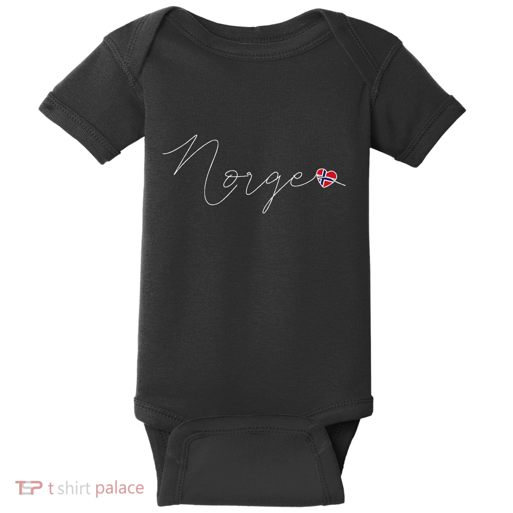 Norge Simple Love Norwegian Flag Heart On Norway Baby Bodysuit