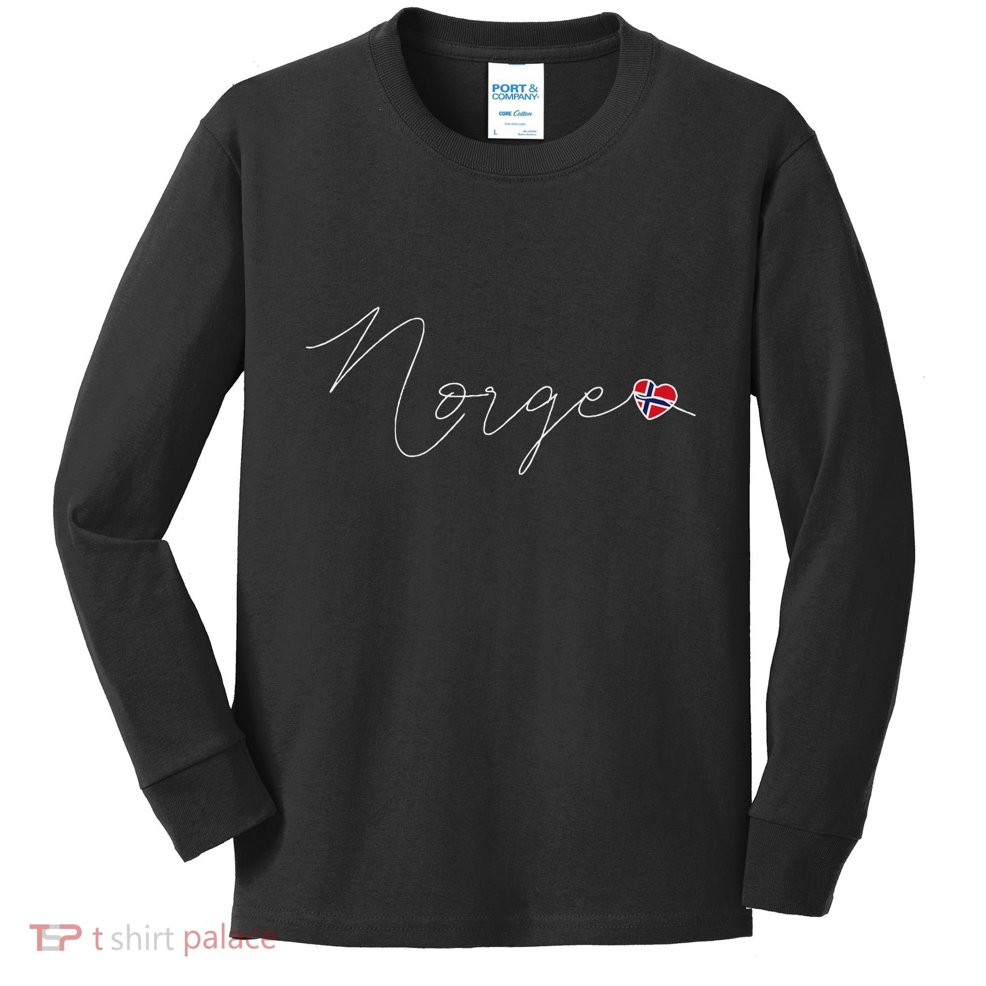 Norge Simple Love Norwegian Flag Heart On Norway Kids Long Sleeve Shirt