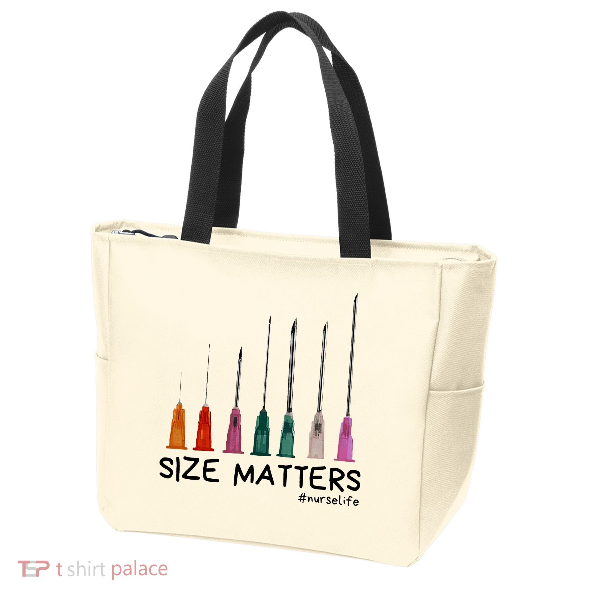 Needle Size Matters Funny Nursing Cna Nurse Life Tote Bag