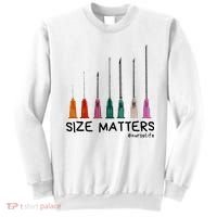 Needle Size Matters Funny Nursing Cna Nurse Life Sweatshirt thumb 0