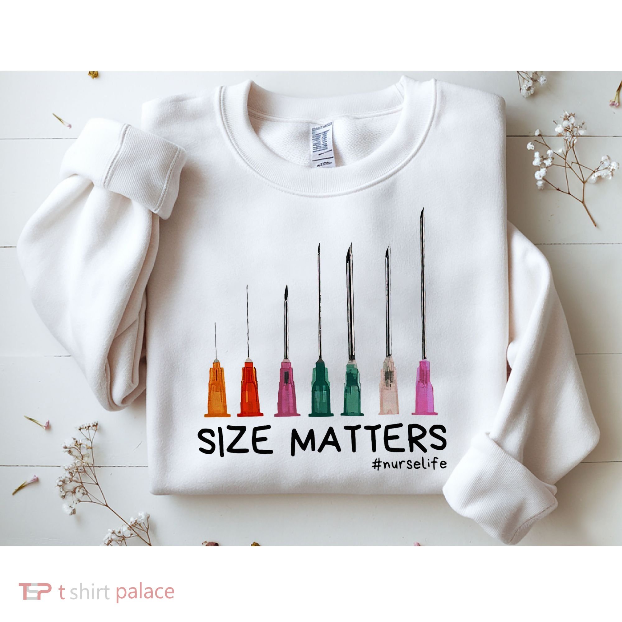 Needle Size Matters Funny Nursing Cna Nurse Life Sweatshirt