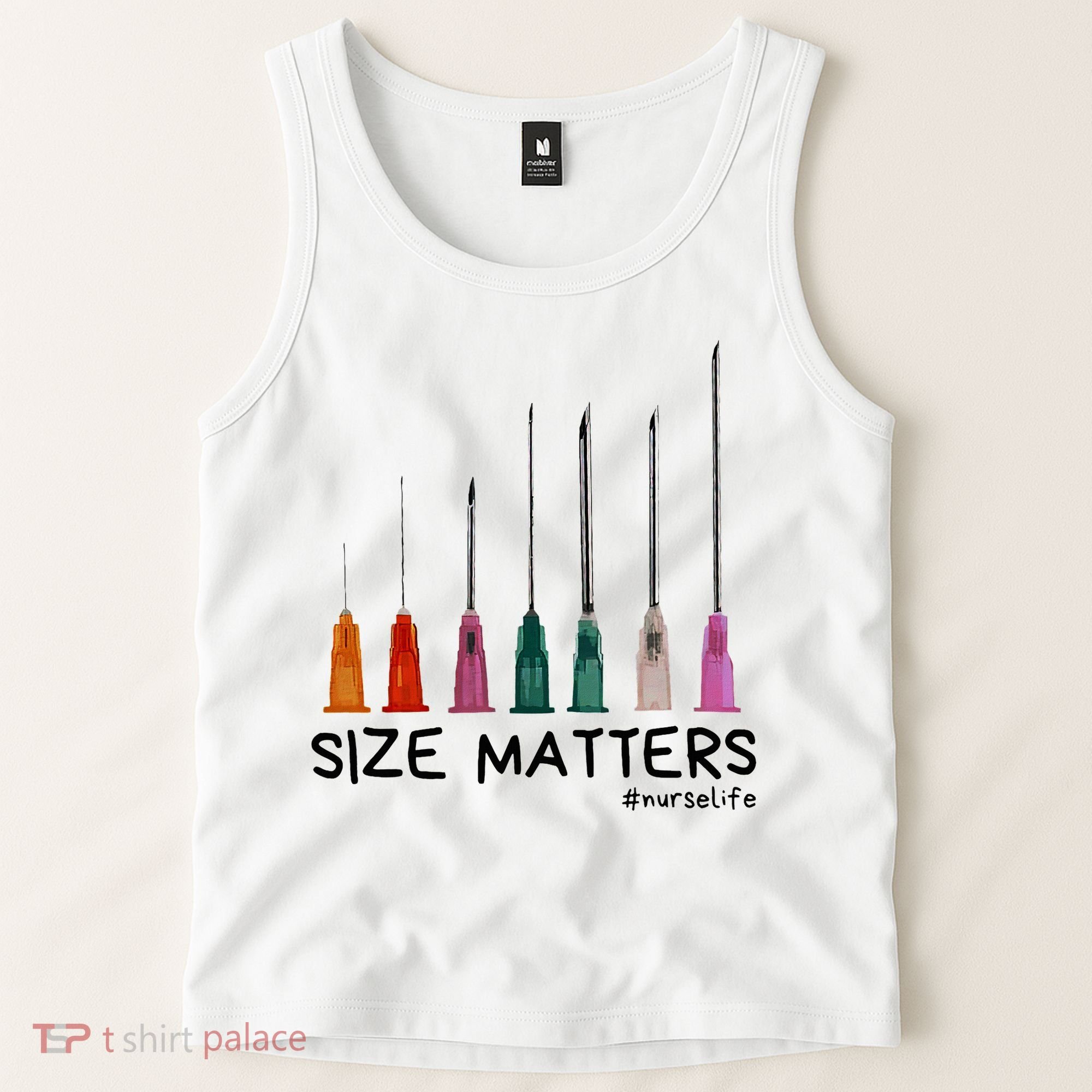 Needle Size Matters Funny Nursing Cna Nurse Life Tank Top