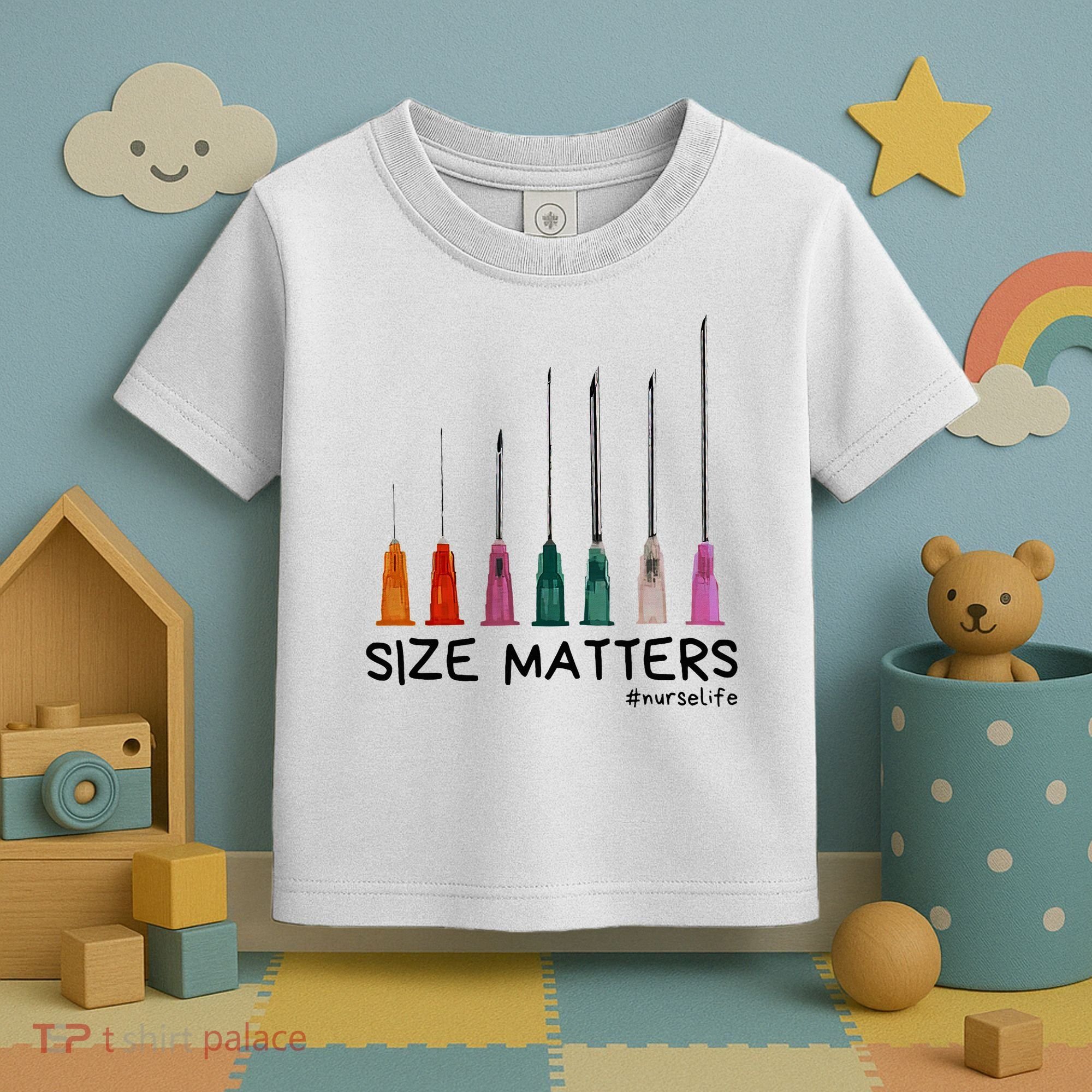 Needle Size Matters Funny Nursing Cna Nurse Life Toddler T-Shirt