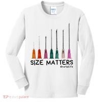 Needle Size Matters Funny Nursing Cna Nurse Life Kids Long Sleeve Shirt thumb 0