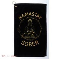 Namastay Sober NA AA 12 Step Recovery Meditation Sobriety Golf Towel thumb 0