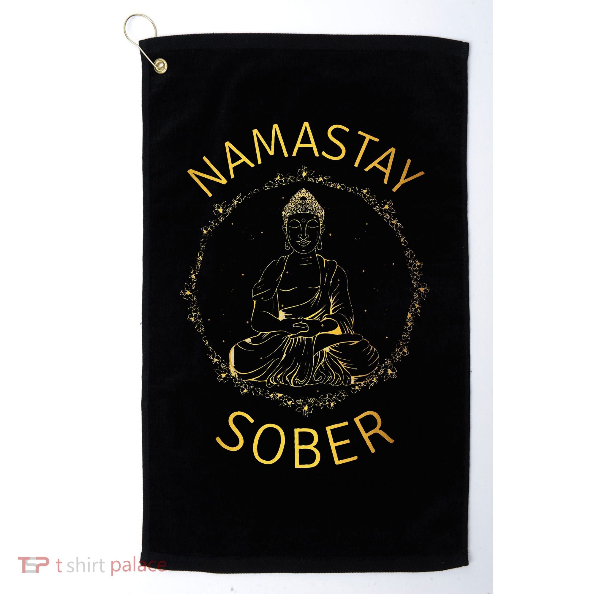Namastay Sober NA AA 12 Step Recovery Meditation Sobriety Golf Towel