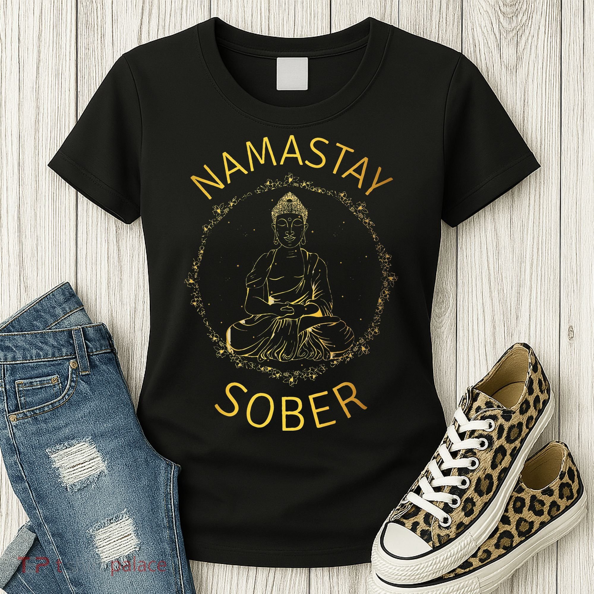Namastay Sober NA AA 12 Step Recovery Meditation Sobriety Women's T-Shirt