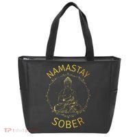 Namastay Sober NA AA 12 Step Recovery Meditation Sobriety Tote Bag thumb 0