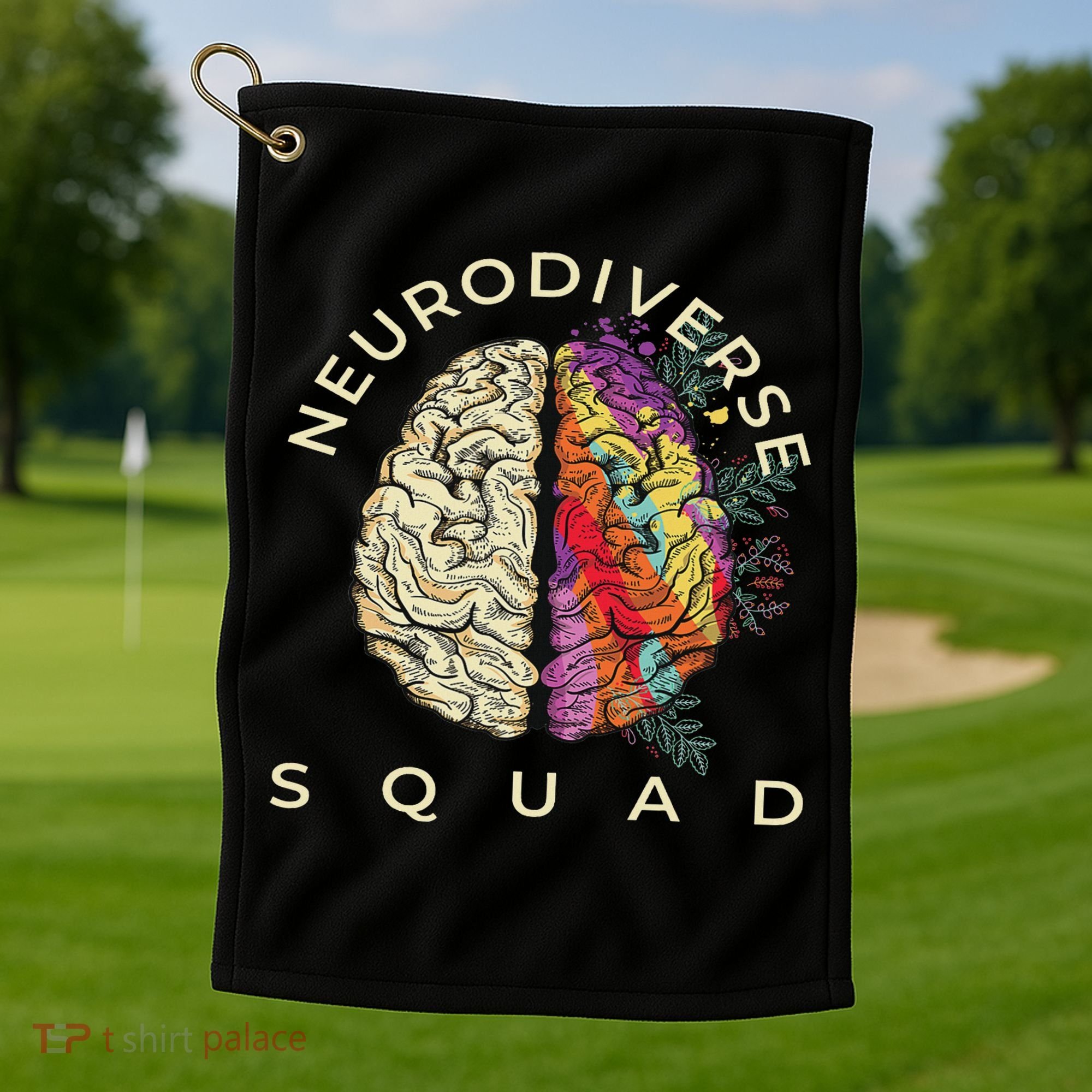 Neurodiversity Saying Neurodiverse Brain Neurodivergent Golf Towel