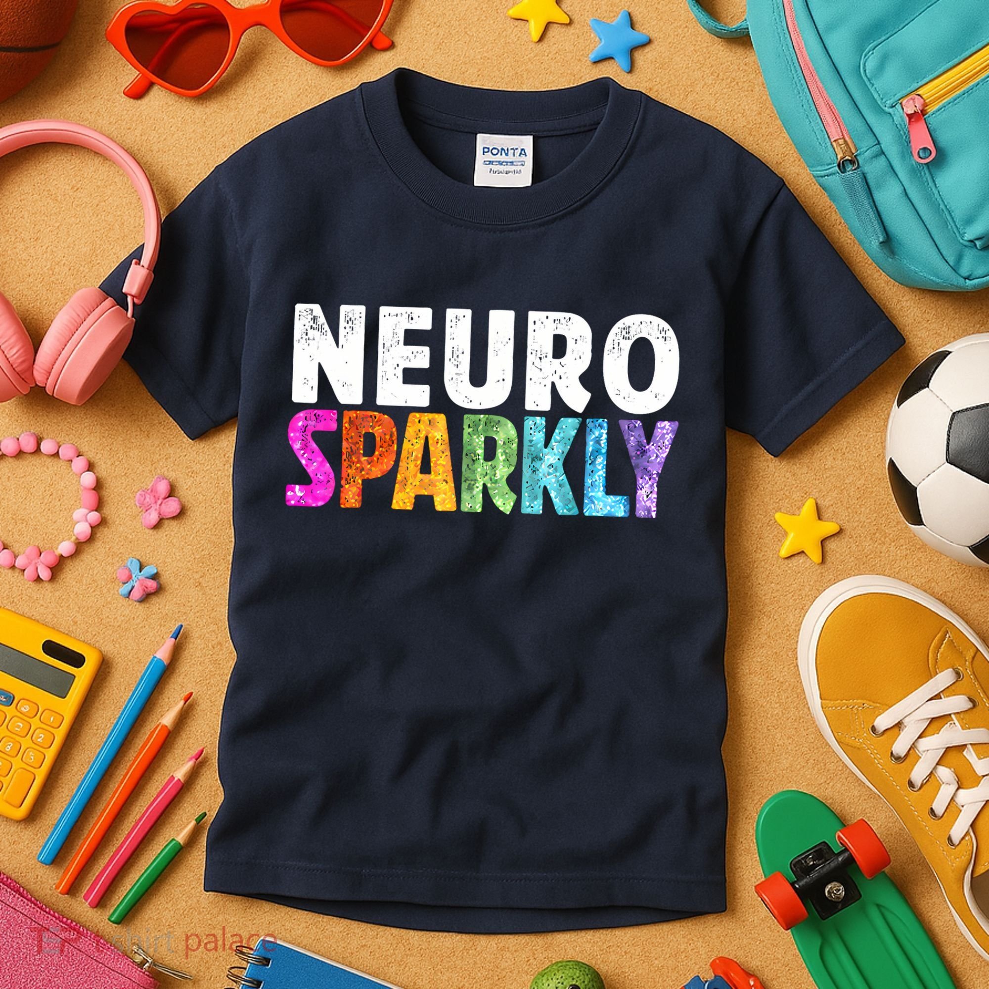Neuro Sparkly Neurodivergent Neurodivergence ADHD ASD Kids T-Shirt