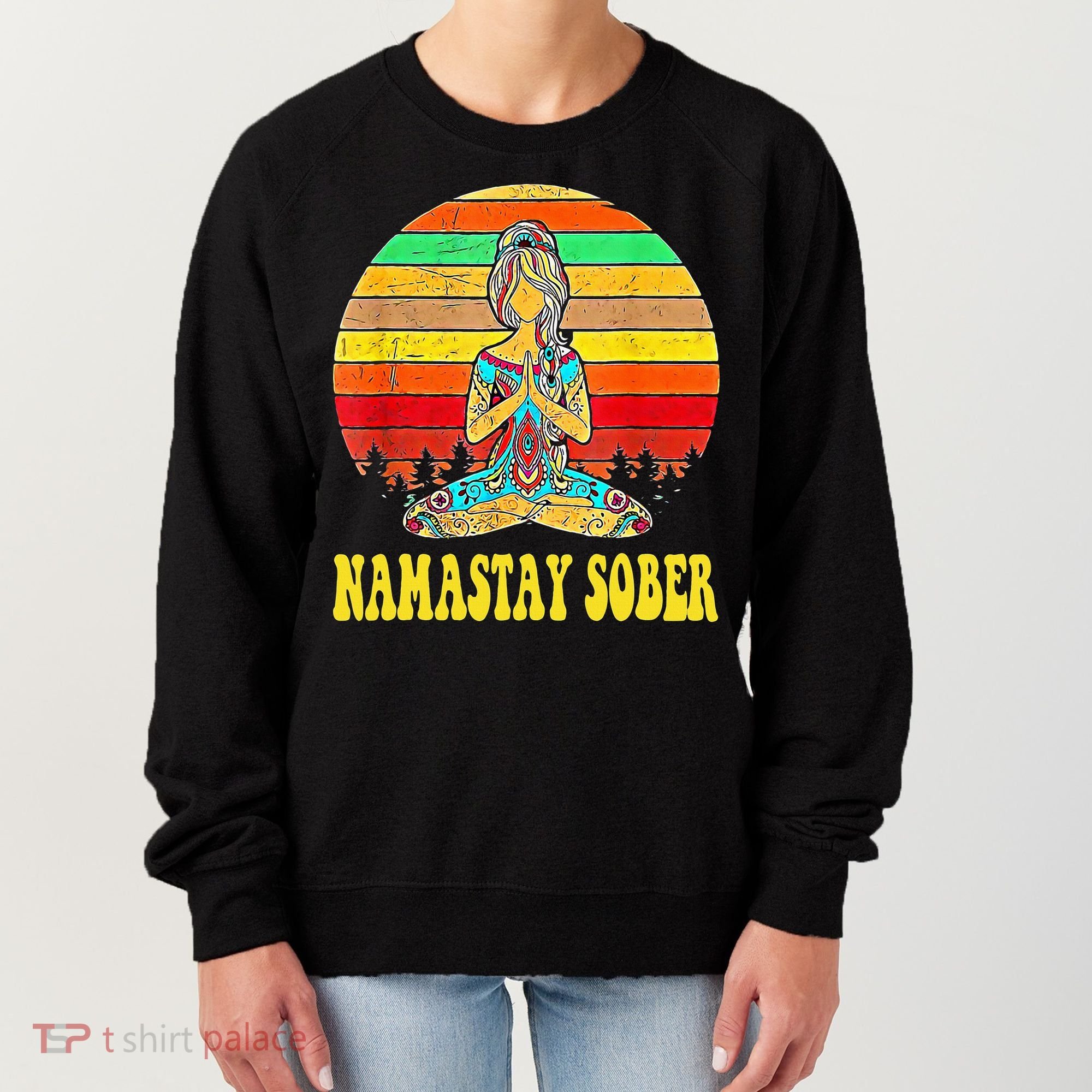 Namastay Sober Na Aa 12 Step Recovery Narcotics Anonymous Women's Sweatshirt