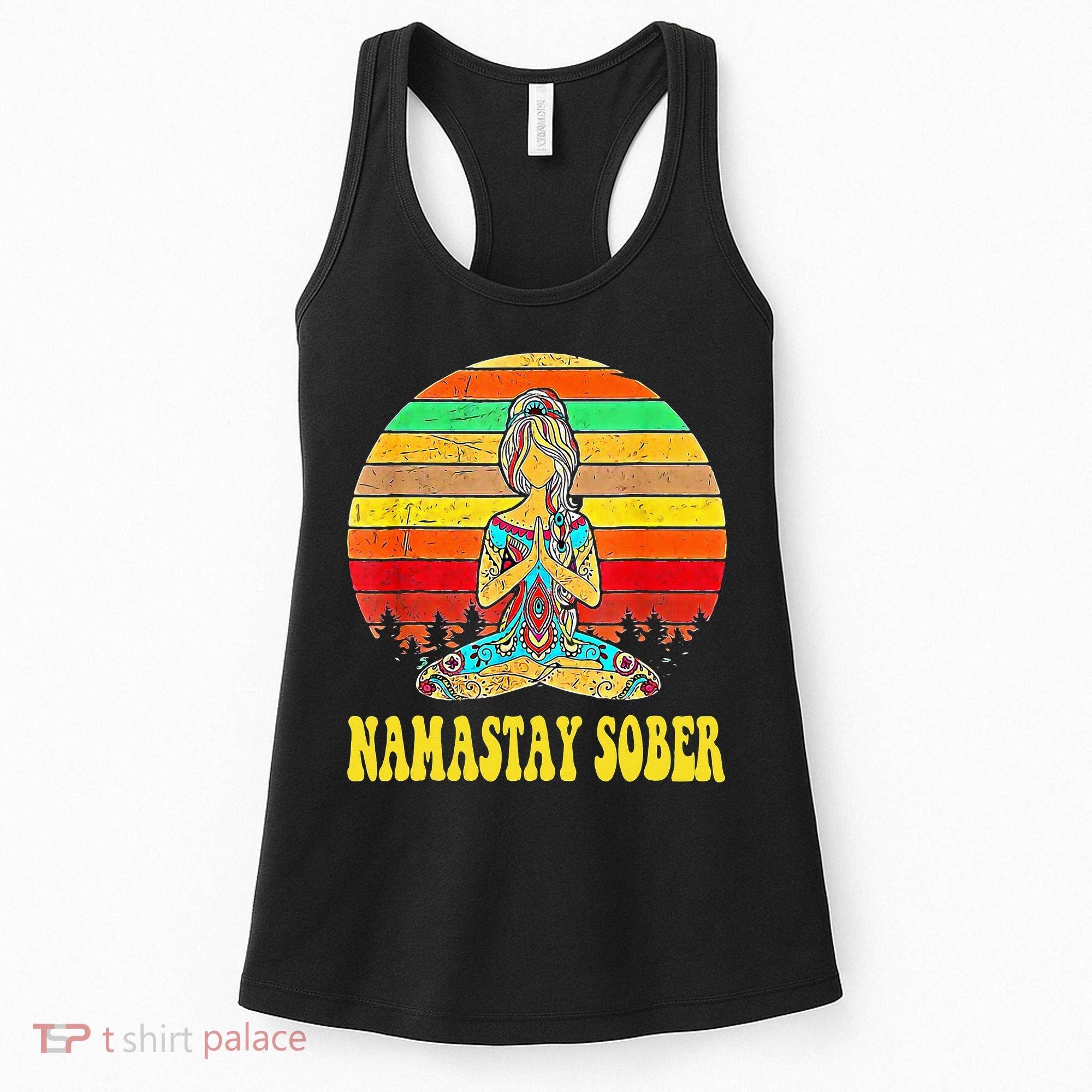 Namastay Sober Na Aa 12 Step Recovery Narcotics Anonymous Women's Tank Top