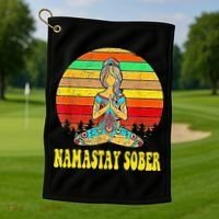 Namastay Sober Na Aa 12 Step Recovery Narcotics Anonymous Golf Towel thumb 1