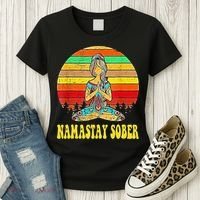 Namastay Sober Na Aa 12 Step Recovery Narcotics Anonymous Women's T-Shirt thumb 3