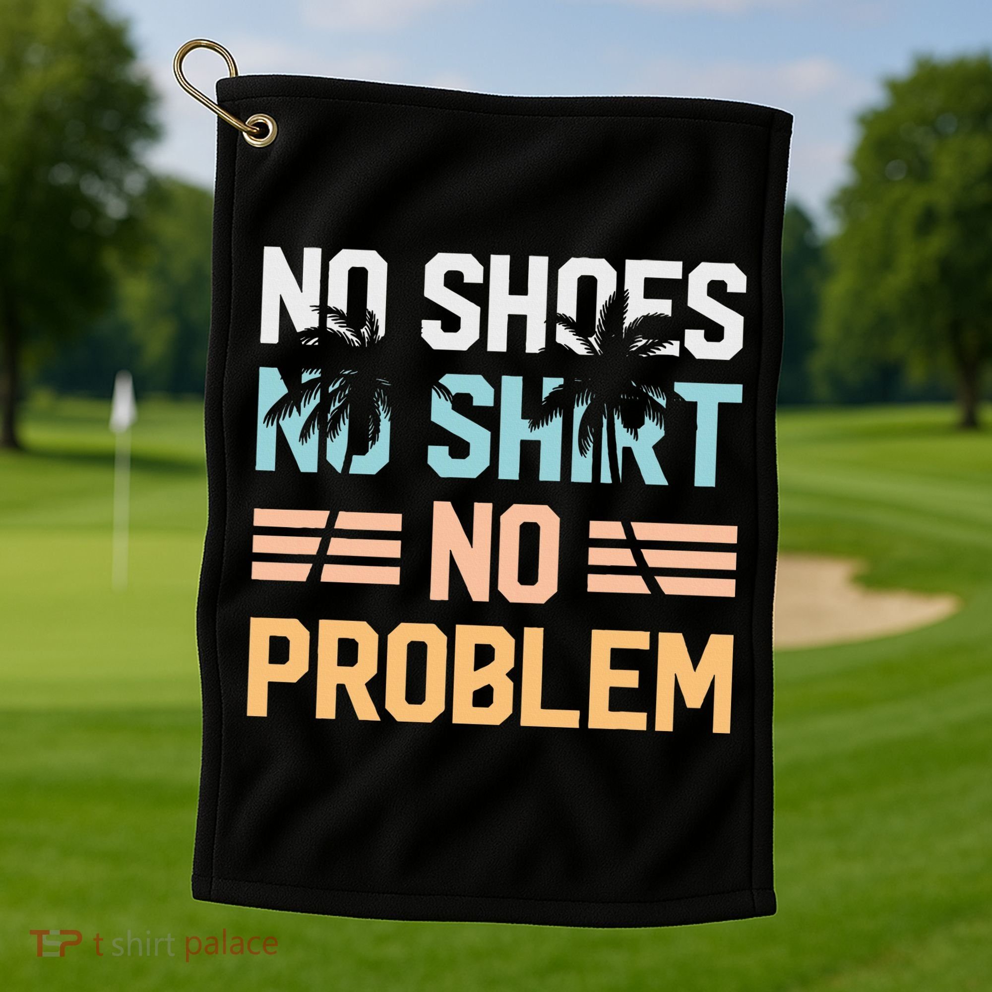 No Shoes No Problem Coconut Tree Country Music Golf Towel