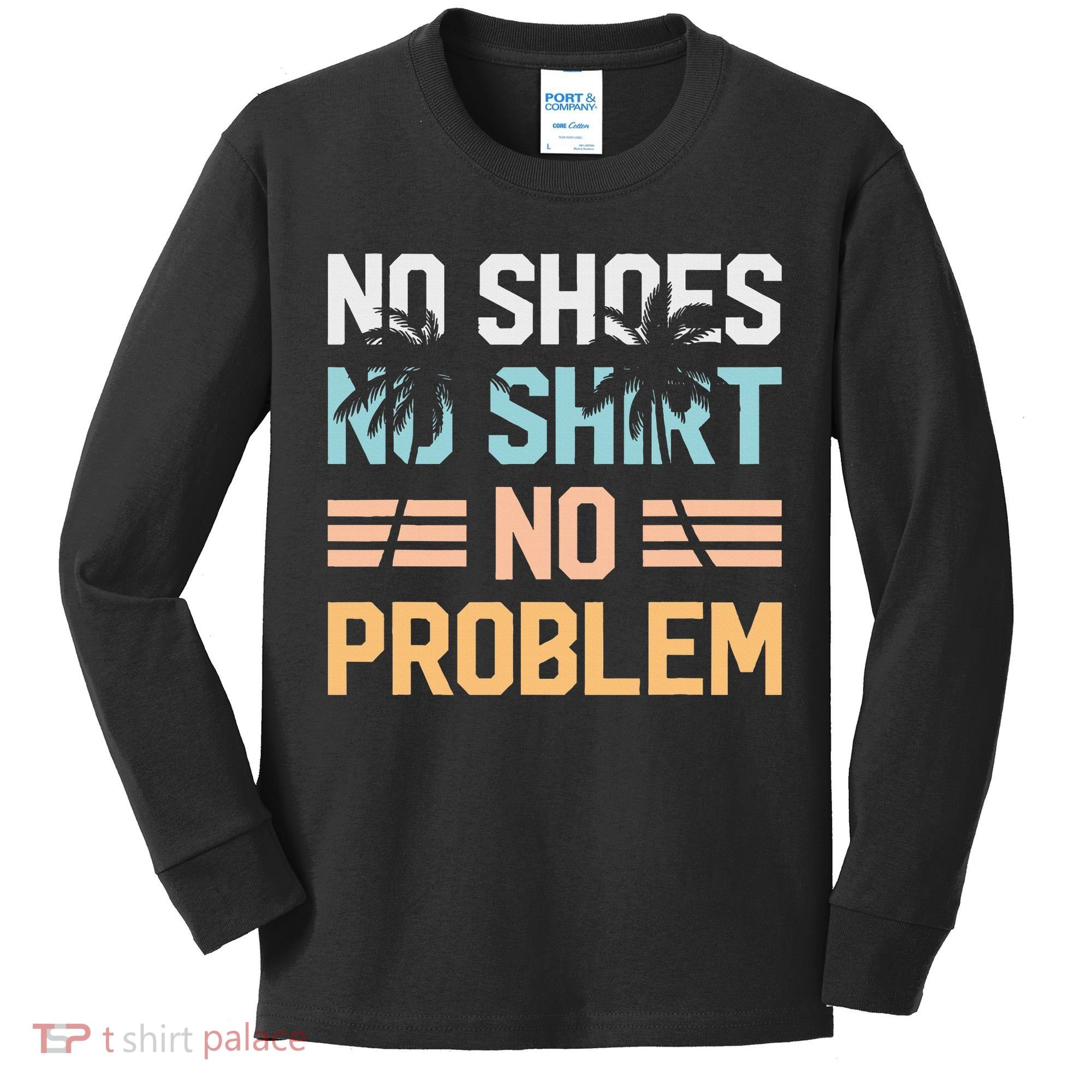 No Shoes No Problem Coconut Tree Country Music Kids Long Sleeve Shirt
